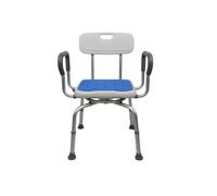 Mobiclinic®, Chaise de Douche Pivotante à 360°, Accoudoirs et Dossier, Hauteur Réglable, Assise avec Coussin EVA, Embouts Antidérapants, Aluminium, pour Personnes Âgées à Mobilité Réduite, Akila