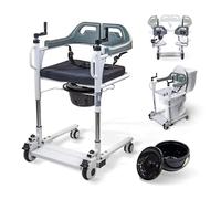 Mobiclinic®, Chaise Élévatrice de Transfert, Urinoir Amovible, Réglable en Hauteur, Double Système de Sécurité, Ouverture Latérale, Coussin, Roulettes avec Freins, pour Lit, Toilettes, Acier, Willy