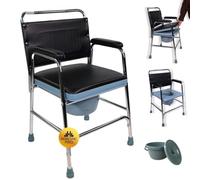 Mobiclinic® Chaise percée, Mod. velero, Marque européenne, Toilette avec Couvercle, Pieds antidérapants, Siège et accoudoirs rembourrés, Acier