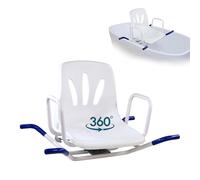 Mobiclinic, Chaise de Bain, Lago, Marquage ce, Tabouret Douche pour Personnes âgées ou handicapées, Siège pivotant, Barres sécurité latérales, Hauteur réglable, Antidérapants, Blanc