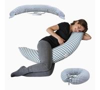 Mobiclinic®, Coussin Allaitement et Grossesse XXL, 3 en 1, Housse 100% Coton, 180 cm, Sangles Réglables, Multifonction, Aura, Amovible et Lavable, Multi-Position, Vichy Print