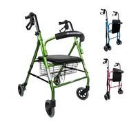 Mobiclinic, Deambulateur 4 roues pliable Leger, Modèle escorial, Marque européenne, Pliable, Freins manuels, En aluminium, Avec panier, Léger, Siège, 4 roues, Vert