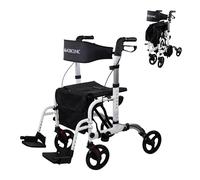 Mobiclinic®, Déambulateur Pliable, avec Repose-Pieds, Pliable, Réglable en Hauteur, Max. 136 Kg, avec Freins, Dossier Réversible, Roues 360°, Sac, Porte-Canne, Ibiza