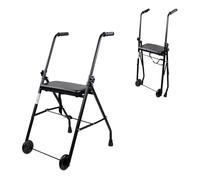Mobiclinic®, Déambulateur, Pliable, Emérita, Réglable, Robuste, Avec Siège et 2 Roues, Acier, Poignées Ergonomiques, Léger (Noir Mat)