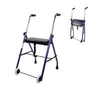 Mobiclinic®, Model emérita, Déambulateur pour personnes âgées, Réglable, Pliable, Robuste, Marque européenne, Acier, Poignées ergonomiques, Léger, Avec siège et 2 roues, Bleu