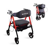 Mobiclinic®, Déambulateur Pliable, Jusqu'à 204 Kg, Guidon et Siège Réglables, Roues 360°, Dossier, Panier XL, Aluminium Renforcé, Madeira