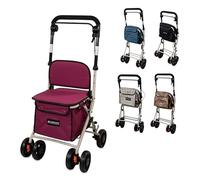 Mobiclinic®, Déambulateur Pliant, Chariot de Courses avec Siège, 21L, Coliseo, Marque europénne, Levier Unique, Acier, Rembourré, Système Freinage, Sac à Provisions