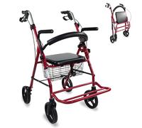 Mobiclinic®, Déambulateur pour Personnes Àgées, Avec Siège et Repose-pieds, Fabriqué en Aluminium, Résistant et Léger, Pliable, Freins sur Poignées, Rouleau, Marque Espagnole, Modèle Colon, Bordeaux