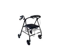 Mobiclinic®, Déambulateur pour Personnes Âgées, Pliable, Réglable en Hauteur, Noir Mat, Freins Manuels et Verrouillables, Jusqu'à 110 kg, avec Panier et Siège, Léger, Durable, Aluminium, Escorial