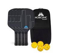 Mobiclinic®, Ensemble de Pickleball, 4 Raquettes en Fibre de Verre, 4 Balles D'intérieur et D'extérieur, Sac de Transport, Poignée Ergonomique, Noyau en Polypropylène Alvéolé, Mobiall, Grip