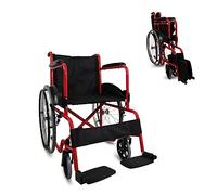 Mobiclinic®, Fauteuil roulant pliable, Auto-propulsé, Chaise roulante, Alcazaba, Assise 46 cm, Système de franchissement des bordures, Repose-pieds rabattables, Anti-crevaison, Frein sur les roues