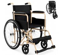 Mobiclinic®, Fauteuil roulant pliable, Marque européenne, Siège 46 cm, Acier, Frein manuel, Dossier amovible, Repose-pieds rabattables, Robuste, Léger, Crème et noir, Denver