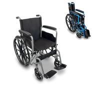 Mobiclinic®, Fauteuil roulant pliable, Marsella, Roulettes à dégagement rapide avec bouton, Robuste, Siège 46cm, Repose-pieds pliants, Accoudoirs pliables, Poignée de frein, Roues 12"