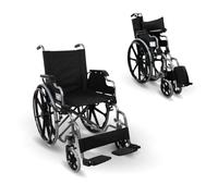 Mobiclinic, Fauteuil roulant pliable, Mod. giralda, Marque européenne, Pour personnes handicapées et âgées, Accoudoirs pliables, Repose-pieds amovibles, Assise 43 cm, Noir