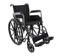 Mobiclinic, Fauteuil roulant pliable, S220, Roulettes à dégagement rapide avec bouton, Marque européenne, Siège 43cm, Reposepieds pliants, Accoudoirs pliables, Poignée de frein, Résistant, Noir