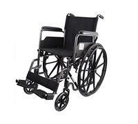 Mobiclinic, Fauteuil roulant pliable, S220, Roulettes à dégagement rapide avec bouton, Marque européenne, Siège 46cm, Reposepieds pliants, Accoudoirs pliables, Poignée de frein, Résistant, Noir