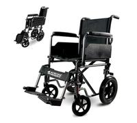 Mobiclinic®, Fauteuil roulant pliable, S230, Léger, Siège 46 cm, Repose-pieds rabattables et amovibles, Accoudoirs rembourrés, Petites roues, Frein de stationnement à pied