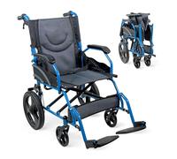 Mobiclinic®, Fauteuil Roulant Pliant Léger, de Transfert, Dossier Rabattable, Repose-Pieds Rabattables, Double Système de Freinage, Acier Renforcé, Jusqu'à 100 kg, Léger et Compact, Faraón