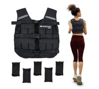 Mobiclinic®, Gilet lesté, 20kg, Veste lestée, Ajustable, Résistant, Tissu oxford 600d, Poids inclus, Bandes réfléchissantes, Respirant, Pour l'entraînement physique, Iron20