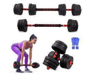 Mobiclinic®, Haltères réglables, 2 en 1, De 20 à 30 kg, Comprend des et une barre d'extension rembourrée, Écrous antidérapants, Acier, Salle sport domicile