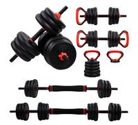 Mobiclinic®, Haltères Réglables 20 kg, 4 en 1, Ensemble de Poids, Haltères, Kettlebells et Support de Pompes, Barre de Connexion, Poignée Antidérapante, Mobimax, Gym à Domicile, Fitness