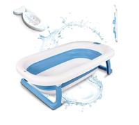 Mobiclinic® kids, Baignoire pliable bébé + thermomètre, Bubba, Intérieur antidérapant, Facile à transporter, Poignée de suspension, Tube d'évacuation inclus, Pieds antidérapants, Sûre