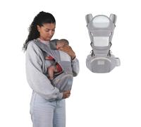 Mobiclinic® kids, Porte-bébé, 6 en 1, Moley, Multiposition, Pliable, Poche zippée, Porte-biberon, Coton premium doux, 0-36 mois, Pour nouveau-nés et enfants (gris)