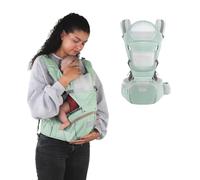 Mobiclinic® kids, Porte-bébé, 6 en 1, Moley, Multiposition, Pliable, Poche zippée, Porte-biberon, Coton premium doux, 0-36 mois, Pour nouveau-nés et enfants (vert)