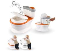 Mobiclinic® kids, Pot Bebe Toilette Musical, Toikid, 1-3 ans, Son de décharge, Avec couvercle, Compartiment papier, Fonctionne piles, Cuvette amovible, Siège imperméable (orange)