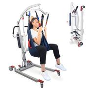 Mobiclinic®, Lève-Personne Électrique pour Personnes Âgées, Pliable, Jusqu'à 180 kg, Structure Pré-assemblée, Harnais de Transfert Inclus, Largeur Réglable, Roues avec Freins, Acier, Fortuna