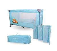 Mobiclinic®, Lit Parapluie Bebe, 2 en 1, Pliage Ultra-Compact, Matelas Amovible, Mofli, Jusqu'à 15kg, Tissu Respirant, Entrée latérale avec Fermeture éclair, Parc pour bébé, roulettes (Bleu Clair)