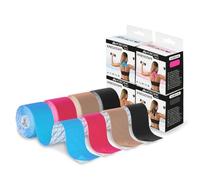 Mobiclinic®, Pack 4 Rouleaux Bande Kinesiologie, Neuro-Musculaire Adhésive, 5m x 5cm, Sport Tape, Soulagement des Douleurs Musculaires, Kinesiotape, Face, Couleurs