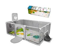 Mobiclinic®, Parc Bébé, Tapis de Jeu Réversible, Pliable, 128x233 cm, Filet de Football et Panier, 4 Poignées, Filet Respirant, Sac de Transport, Kidland (Gris)