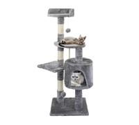 Mobiclinic® Pets, Arbre à Chat, Mod. Silvestre, Marque européenne, Griffoir, Moyen, pour l'escalade, 3 hauteurs, avec Plateformes et abris, Déstressant, Corde en sisal, Gris Clair