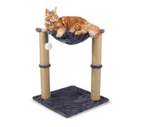 Mobiclinic® Pets, Arbre à gratter pour Chat, Milo, Design 2 en 1, Hamac et griffoir, 40x40x50cm, Résistant, Facile Nettoyer, Lit, Portable léger, Supporte 10 kg, Balle de Jeu, Gris
