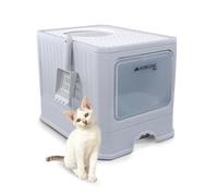 Mobiclinic® pets, Bac à litière pour chats couvert, Tiroir amovible, Inclus une pelle, Catbox, Double entrée frontale et supérieure avec couvercle, Grille, Démontable