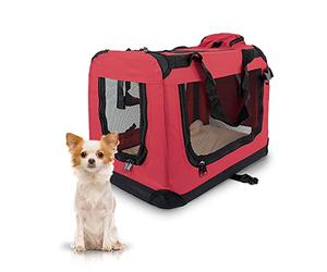 Mobiclinic® Pets, Balu, Cage de Transport pour Chiens, Chats, Lapins, Cochons d'Inde, Portable et Respirante, Marque espagnole, Taille s, 8 kg, 50x34x36 cm, Pliable, Rouge