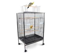 Mobiclinic® Pets, Cage à Oiseaux, NINFA, Roues de Transport, Freins, Ouverture supérieure, Plateau Amovible, 8 Portes, Grand Format, 95x43x61.5 cm, Mangeoires, Abreuvoirs, Perchoirs