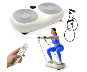 Mobiclinic®, Plateforme Vibrante, 99 Niveaux de Vitesse, Bandes Élastiques Incluses, 9 Programmes Automatiques, 200 W, Jusqu'à 150 kg, Écran Numérique et Télécommande, Karol