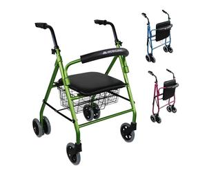 Mobiclinic®, Prado, Déambulateur personnes âgées, Rollator, Marque européenne, Léger, Pliable, Nouvelle couleur et design, Freins à pression, Avec siège 4 roues, Aluminium, Vert