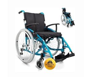 Mobiclinic® pro, Fauteuil roulant pliable leger, Venecia, Roulettes escamotables par un bouton, Premium, Coussin épais, Aluminium, Dossier divisible, Ceinture sécurité, Hauteur réglable