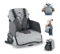 Mobiclinic®, Rehausseur chaise enfant, Pliable, avec Compartiments de Rangement, de 6 à 36 Mois, Jusqu'à 15 kg, Harnais Réglable à 5 Points, Rehausseur pour Bébé, Idéale pour les Repas, Grise, Monkey