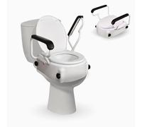 Mobiclinic®, Siège de toilette élévateur pour adultes, Tajo, Avec accoudoirs, Surélevé personnes âgées, À mobilité réduite, Réglable en 3 hauteurs, Blanc