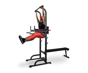 Mobiclinic®, Station de Musculation avec Banc, 9 en 1, Pliable, Domifit, Réglable 8 Hauteurs, Barre Traction, Banc Incliné, Support pour Haltères, Multifonction, Antidérapant, Rembourré