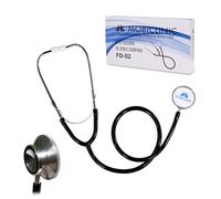 Mobiclinic, Stéthoscope à double pavillon, Modèle fd-02, Aluminium, Marque européenne, Stethoscope medical, Léger, Précis, Pour les professionnels de la santé, Adulte, Couleur noire