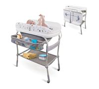 Mobiclinic® kids, Table à langer 2-en-1 avec baignoire, Trendy, Réglable en 4 hauteurs, Thermomètre, Roues frein, Paniers de rangement, Jusqu'à 50 kg, Tube drainage, 0-36 mois