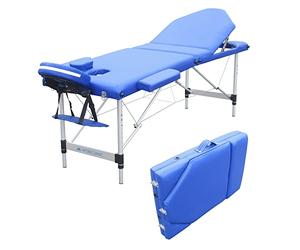 Mobiclinic®, Table de Massage Pliante Aluminiume, CA-01 Plus, Marque Européenne, Professionnelle 3 Zones, Appui-tête, Portable, Réglable en Hauteur, 186 x 60 cm, Bleu