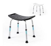 Mobiclinic®, Tabouret de Douche, Embouts Antidérapants, Réglable sur 7 Hauteurs, Assise en U, Trous de Drainage, Charge Maximale de 100kg, Léger, Montage Facile, Aluminium, San Fermín