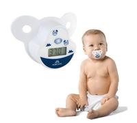 Mobiclinic®, Thermomètre Sucette Numérique, Embout Rond, Écran LCD, avec Mémoire, Précis et Sûr, Souple, Étui Inclus, pour Bébés et Enfants