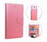Mobiho Essentiel Smart M45 Etui Housse Folio Rose Façon Cuir Texturé Avec Porte Cartes Et Surpiqûres Apparentes By Ph26®